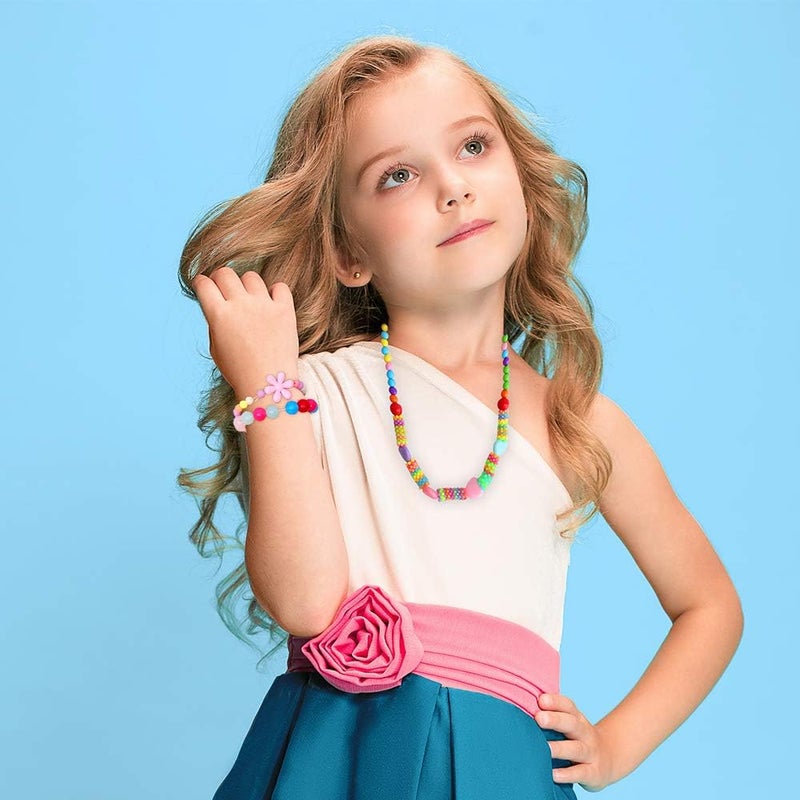 ONESING 22 Pcs Toddler Costume Jewelry Gift Princess Necklace Bracelet Set Girls Play Jewelry Kit Necklace Bracelet for Kids Play Dress Up - Image 5